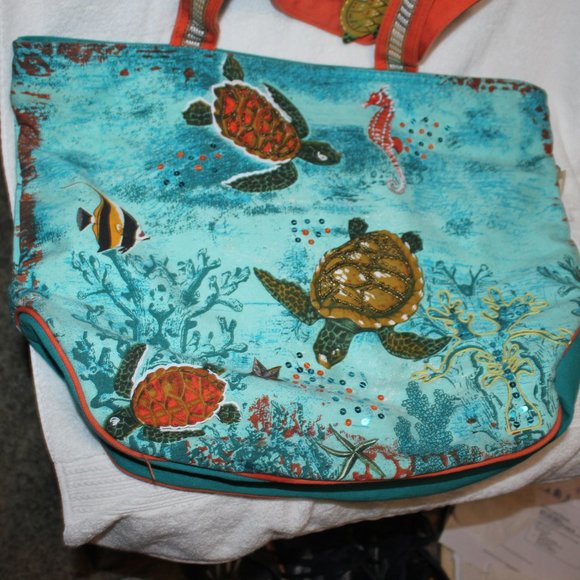 LOVELY TURQUOSE BEACH TOTE - Picture 4 of 5